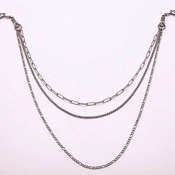 HighMaintenanceHippie by Grace Jewelry - Handmade Triple Layer Gunmetal Silver Mask Chain Necklace